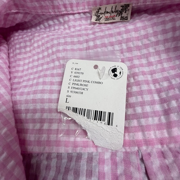 Free People Intimately Women's Lounge Pajama Seersucker Button Down Top Sz L NWT - Picture 5 of 11